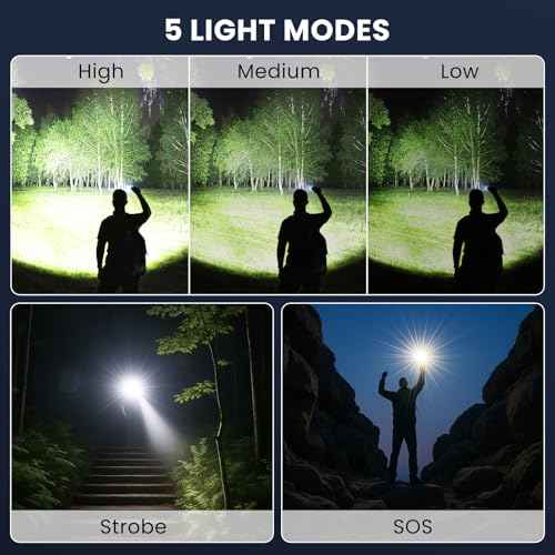 Rechargeable LED 90,000 Flashlights High Lumens, 2 Pack Super Bright Flash Light with 5 Modes, High Powered Handheld Flashlight for Home Camping Hiking Night Work