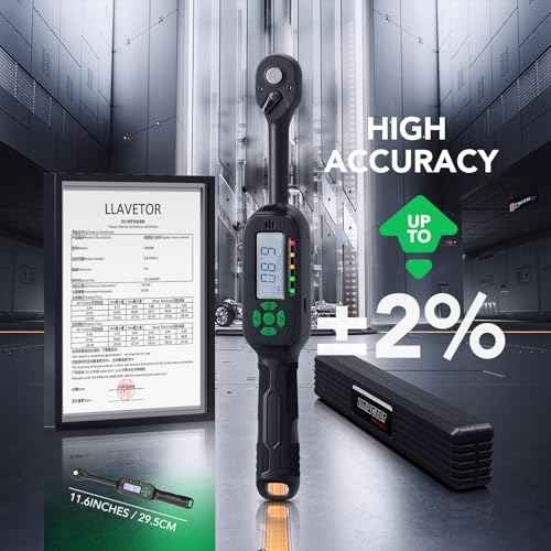 Digital Torque Wrench 5-99.5 ft-lbs./6.8-135Nm, 3/8 Inch Mini Torque Wrench Digital, ¡¾2% Torque Accuracy, Electronic Torque Wrench with Preset Value, Buzzer and LED Notification