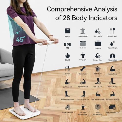 Fitdays Smart Body Fat Scale | Advanced 8-Electrode Technology for BMI/20+ Body Metrics | Full-Color LED & High Precision | Bathroom Weight Scale for Fitness/Weight Loss (FG2015ULB-Black)