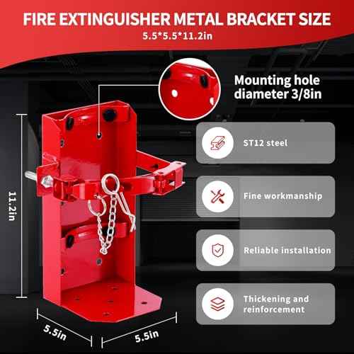 New Fire Extinguisher Mount, Heavy Duty Fire Extinguisher Bracket St12 Steel, Fits 10lb Dry/5lb CO2 Extinguisher, for Truck Garage Boat, Replaces Amerex 809, 3-Yr Service