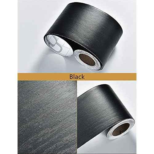 Amhao 10Meters Peel and Stick Black Wood Backsplash Wall Paper Border Sticker Self-Adhesive Wallpaper Border