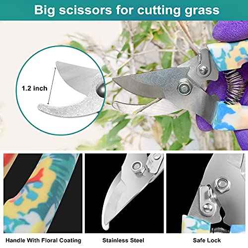 Garden Tool Set, Stainless Steel Heavy Duty Gardening Tools 30 PCS w/Floral Print, Trowel Rake Weeder Pruner Shears Sprayer Digging Claw Gloves, Ideal Gardening Set for Women