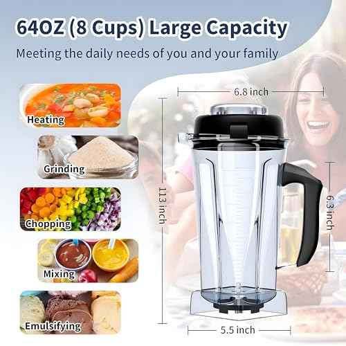 For Vitamix Blender Pitcher 64oz Container, Replaces 5200 5300 6500 7500 Pro200 500 Vita-Prep vm0101 vm0102 E310 320 etc, Perfect Fit for Vitamix Classic/Explorian Series Blender Replacement Cup