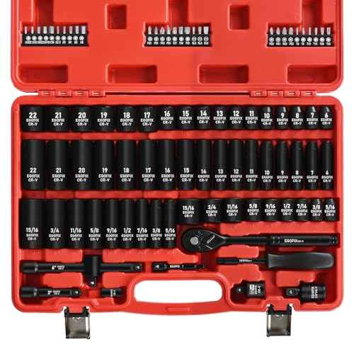 3/8" Drive Impact Socket Set, 90 Piece Metric Socket (6-22mm) and Standard SAE Size (5/16-15/16 inch) 6 Point, with 72-Teeth Ratchet Wrench, Mechanics Tool Kit for Automotive Repair