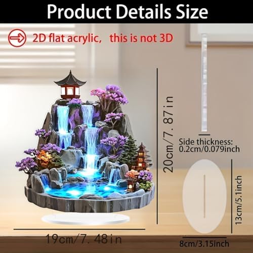 Surakey Rockery Water Waterfall Luck Feng Shui Creative Mountains Water Chinese Style Garden Landscape Office Desk Home Decoration Crafts Ornaments Acrylic Desktop Wealth Home Decor