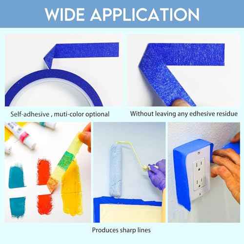 EDSRDRUS Thin Painters Tape 1/8", 1/4", 1/2" Width Options Painter's Tape Paint Tape Fine Line Masking Tape, Pinstriping Tape, DIY Art, Wall Decoration, Car Auto Paint Smart Selection 3" Large Core