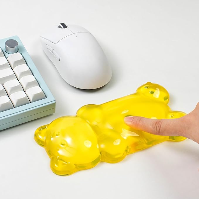 Ergonomic Silicone Gel Mouse Wrist Rest ?€?Yellow Clear Cute Bear Mouse Wrist Rest, Comfort & Support for Typing and Gaming