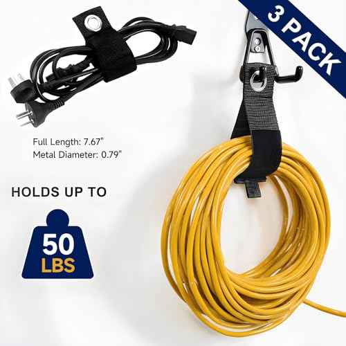 17 Pack Garage Hooks, Garage Wall Hooks with 3 Extension Cord Straps, Garage Heavy Duty Wall Mount Utility Hooks for Hanging Ladders, Garden Tools, Bikes, Hoses, Bulky Items
