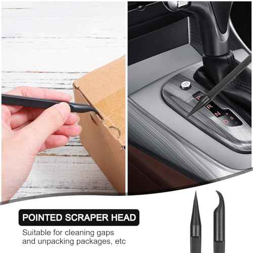 17 Pcs Plastic Scraper Tool Small Carbon Fiber Plastic Scrapers Non Scratch Black Multi-Purpose Pen-Shaped Scraper for Tight Spaces Kitchen Car Crevice Food Cleaning Tool