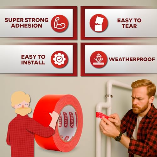 XFasten Super Strong Duct Tape 2 Inches x 50 Yards (Red, 2-Inch by 50-Yards)