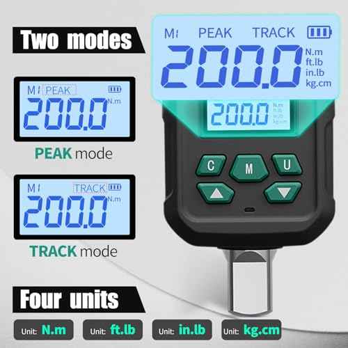 1/2¡° Digital Torque Adapter Set with Socket Adapters (1/4", 3/8") - ¡¾2% Accuracy, 7.4-147.5 ft-lb, Buzzer & LED Alerts, Working with Ratchet Wrench, Breaker Bar - For Automotive, Motorcycle & Car