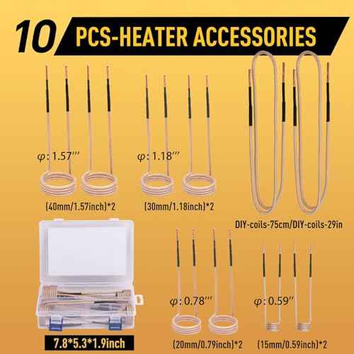 Induction Heater Coil Kit 10PCS, Induction Heater Coils with Varying Lengths with Flexibility and Long Lifespan for Magnetic Induction Heater Bolt Removal,Gold