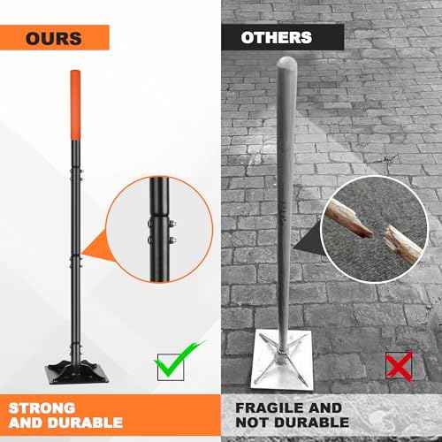 Steel Tamper 8in¡¿8in, 45in Long-Handled Hand Tamper with Rubber Grip, Durable Ground Tamper, Ideal for Leveling Garden Soil, Gravel, as Well as Laying Floor Tiles and Repairing Blacktop