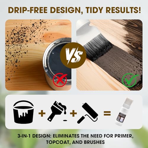Wood Touch Up Paint, Multi Surface Touch Up Paint Pen, Refinishing for Door, Cabinets, Furniture, Metal - No Sanding, Fast-Drying, Water-Based Multi-Surface (6.35 Oz) (Black)