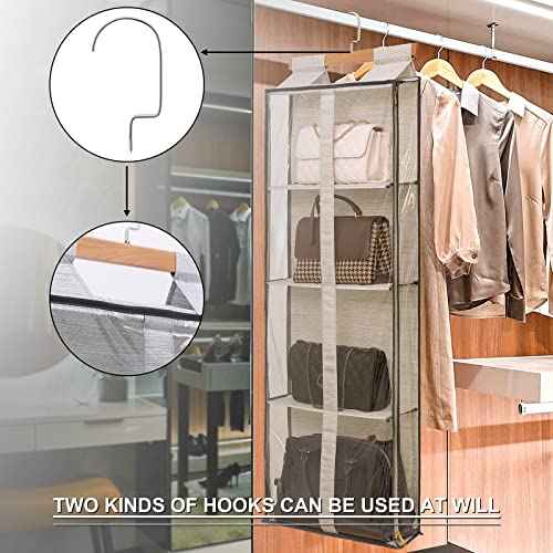 Purse organizer for closet, Easy Access Wardrobe Tote Bag Purse Storage Holder Over The Door Space Saving Shelf Pocket for Bedrooms Living Room