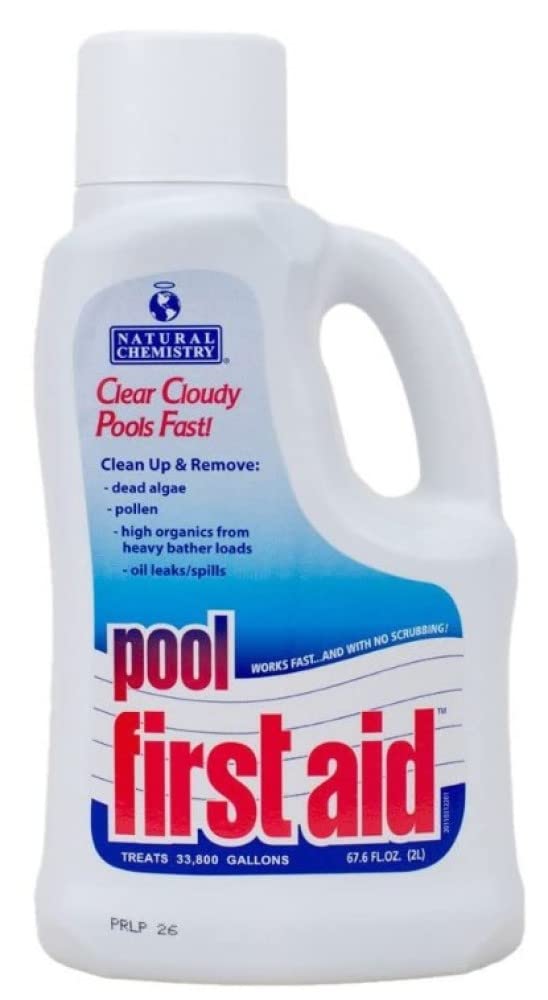 Natural Chemistry First Aid Swimming Pool Enzyme, 2-Liter, Clear Cloudy Pools Fast, Frees Clogged Filters, Compatible with All Sanitizing Systems