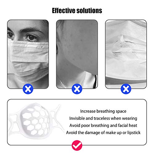3D Face Mask Bracket,Silicone Inner Support Frame,Keep Fabric off Mouth,Create More Breathing Space,Lipstick and Makeup Protection Stand,Stay Cooler/Comfortable/Soft/Flexible/Washable/Reusable(4pcs)