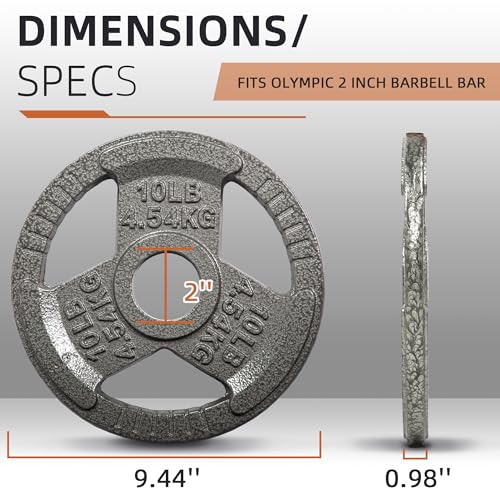 Fitvids Olympic Cast Iron 2-Inch Weight Plate for Strength Training & Weightlifting, Home Gym, Multiple Weights Available