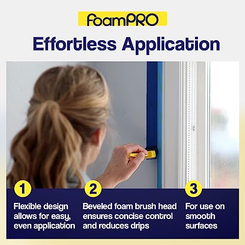 FoamPRO 715-4, 1 1/2" Foam Brush w/ 4 Refills - Premium Quality Paint Brush Set for All Paints, Urethanes, Varnishes, Stains - Effortless Application Foam Brushes- Smooth Finish, Reusable Handles