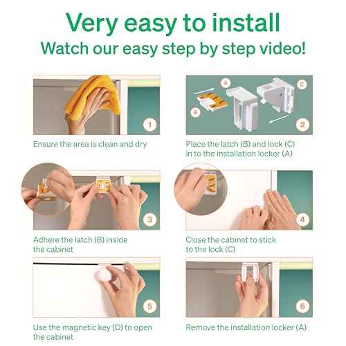 Easy Installation Magnetic Child Safety Cabinet Locks by LoveNoobs¢â, 20 Locks + 4 Keys, Keep Your Little Ones Safe with Easy-to-Install, Secure Baby Proofing for Cabinets and Drawers