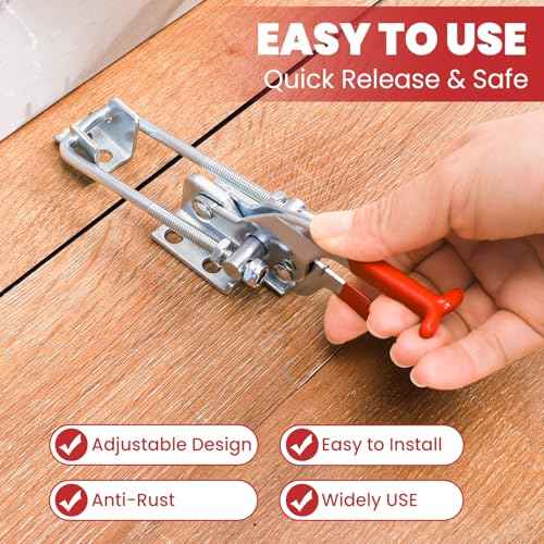8 Pack Heavy Duty Toggle Clamp Latches 431 Type, 2000Lbs Holding Capacity Adjustable Latch U Bolt Self Lock Toggle Latch Smoker Lid Latch for Tire Carrier Latch Trailer Latch Door Latch Hardware
