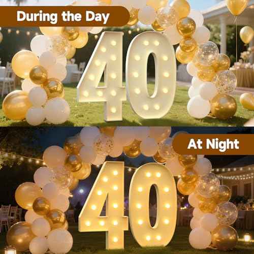 4FT Marquee Numbers 40, Large Light up Number 40 for Birthday Party Supplies, Sign, Backdrop, Happy 40th Birthday Decorations for 40 Years Old Women Men