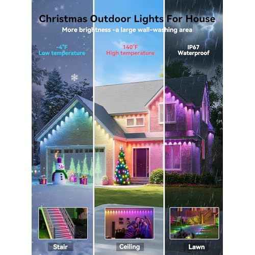 Permanent Outdoor Lights, 100FT RGB IP67 Waterproof Eaves Lighting, Smart LED Outside House Lights with App/Remote Control for Halloween, Christmas Decor, Holiday, Party, Daily, All Year-Round