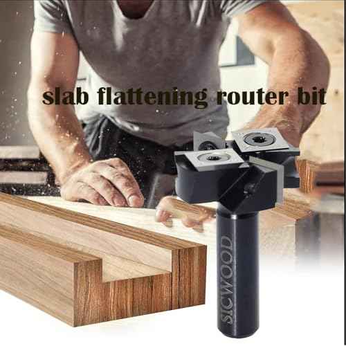 Slab Flattening Router Bit - 1/2 Shank, 1-1/2' Cutting Dia, 2+2 Knife Design, Mini CNC Spoilboard Surfacing Bit, Perfect for Planing&Rabbeting, Flycutter, Slab Leveler