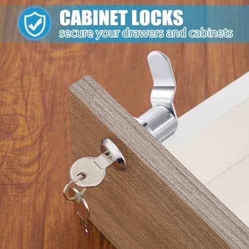 Kenning 24 Sets Cabinet Locks with Keys for Secure Drawer Mailbox RV Storage Box Replacement Lock, Zinc Alloy(1-1/8'' Cylinder Length, 0.9'' Max Panel Thickness)