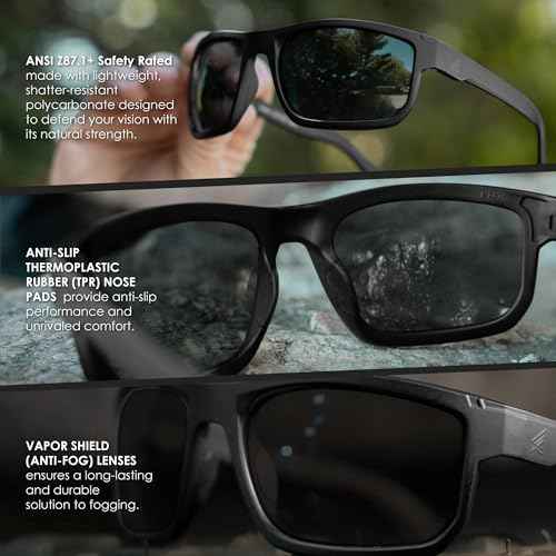 EDGE Defiance Wayfarer Safety Glasses, Polarized Z87 Safety Glasses, Mens Z87 Sunglasses, Protective Eyewear, Z87 Glasses