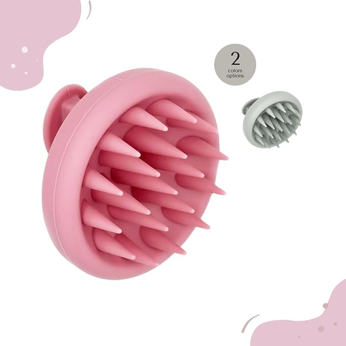 Organic To Green - Silicone Hair Brush (Pink) Soft Silicone Bristles to Remove Dandruff, Waterproof Hair Scrubber for Both Wet Dry Hair, Suitable for Men & Women (Pink)