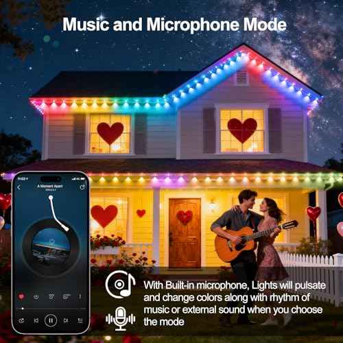 Permanent Outdoor Lights for House, 100FT RGB LED Eave Lights with APP/Remote Control, Music Sync & DIY Scenes, IP67 Waterproof Outdoor House Light for Christmas, Halloween, Party, Holiday, Daily