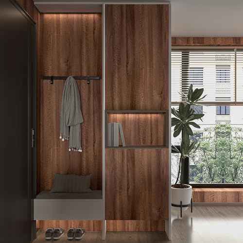 Large Walnut Wood Contact Paper 48x118 inch Peel and Stick Wood Grain Wallpaper Self-Adhesive Wooden Look Decorative Wallpaper Removable Countertop Vinyl Wrap for Drawer Liner Cabinets Walls