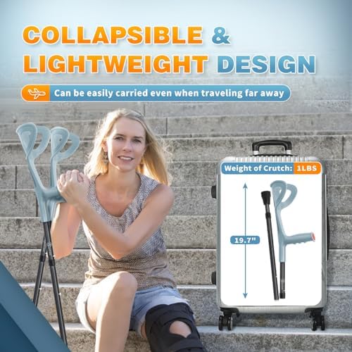 BeneCane Forearm Canes Lightweight Arm Crutch Adjustable Ergonomic Comfortable on Wrist Non Skid Rubber Tips