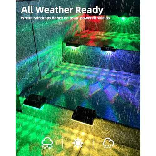 24 Pack Solar Fence Lights Outdoor RGB Solar Deck Lights Waterproof Led Step Lights for Outdoor Stairs, Step, Fence, Yard, Patio, and Pool(Color Changing)