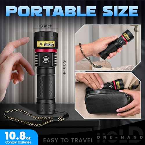 DARKBEAM UV Flashlight 365nm Blacklight 6xLED Quad-core Black Light, Rechargeable Ultraviolet Flashlights USB -C Powerful 80W Woods lamp, Detector for Rock, Pet Urine, Uranium Glass, Resin Curing