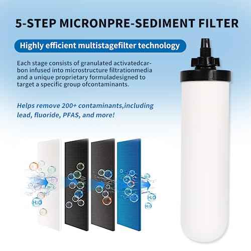 4 PACK 7" Gravity Drinking Water Ceramic Replacement Candle Element Filter with Activated Carbon, 7-Inch Gravity Water Replacement Filter for Basic Gravity Water Filter