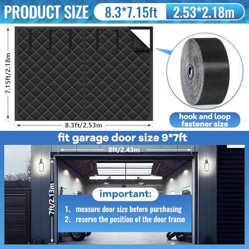 Garage Door Screen Insulation Kit Magnetic Thermal Insulated Door Screen Garage Winter Door Curtain for Car Garage Door Blanket Weatherproof, Windproof, Soundproof (8 x 7 ft)