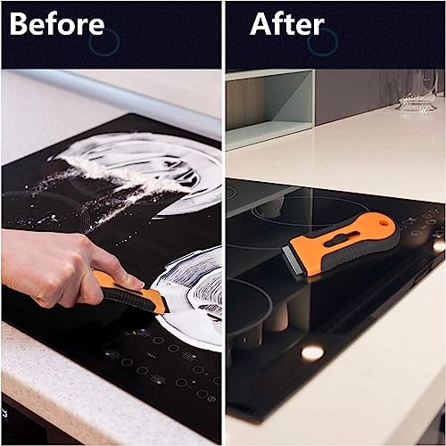 CANOPUS Glass ceramic plate scraper with 10 metal blades, does not scratch the surface, very resistant, razor blade scraper for removing labels, stickers, windows, mirrors, floor cleaning