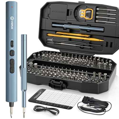 VIGRUE Electric Screwdriver, 155 IN 1 Mini Precision Screwdriver Set, 3 Torque Settings with 140 Magnetic Precision Bits, Power 650mAh Cordless Screwdriver Kit for Laptop Camera Watch Drones Repair