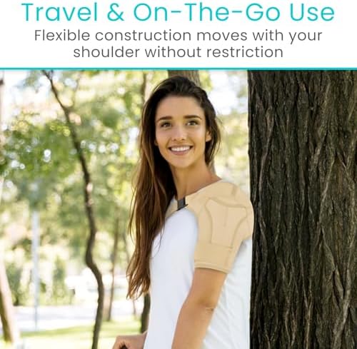 Vive Shoulder Brace for Women & Men - Injury Recovery Compression Support Sleeve - for Rotator Cuff Injuries, Arthritis, Sprain, Dislocation, PT - Targeted Inflammation Pain Relief (Beige, Medium)