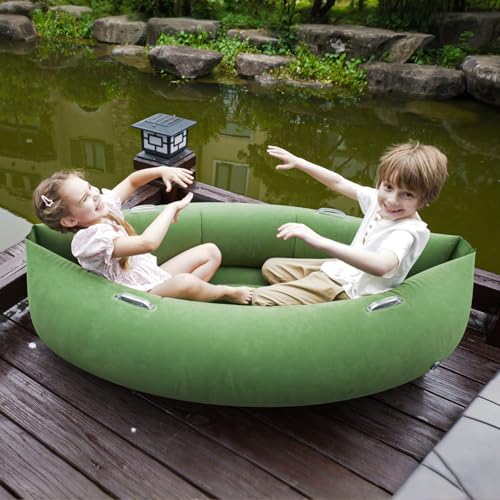 Sensory Peapod Chair for Kids, 60" Inflatable Pea Pod Chair Sensory Toys for Autistic Children, ADHD Sensory Canoe with Neck Pillow, Electric Air Pump, Green