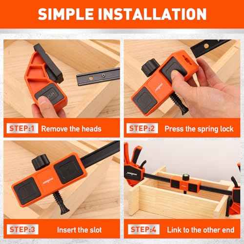 HORUSDY Bar Clamp Leveling Block with Bubble Level, Woodworking Clamp Connector Keeps Joints Square and Aligned, Compatible with F-Clamps & Quick Clamps, ONLY Fits 6mm x 18mm Removable-End Bars