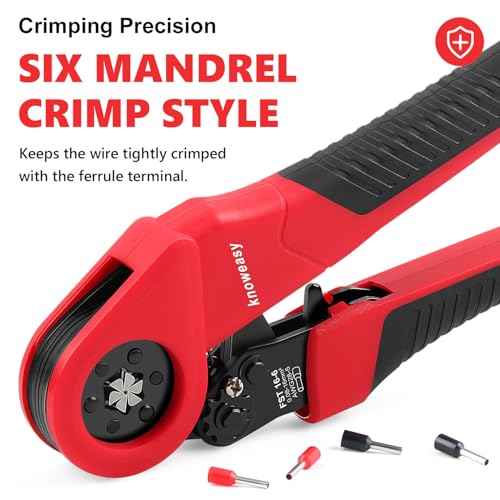 Knoweasy 16-6 Ferrules Crimp Tool and Hexagonal Wire Ferrule Crimper Used for 28-5 AWG/0.08-16mm©÷ Cable End Sleeves Hexagonal Ferrule Crimper