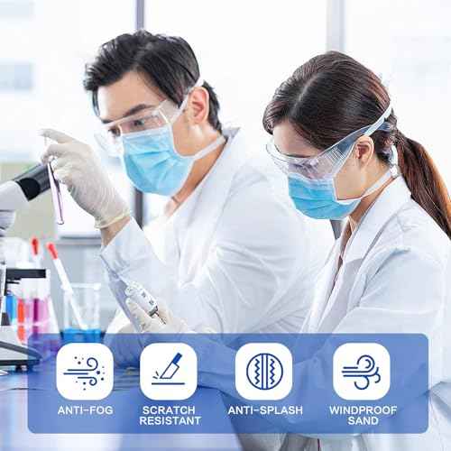 Clear Safety Glasses Over Eyeglasses, Anti-Fog Scratch Safety Glasses for Men Women Adults