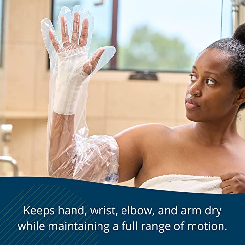 TIDI AquaGuard Glove – Shower Protection Glove with Water-Seal Band – Arm Cast Cover – 75 Gloves and 25 Water-Seal Bands Total (3 Gloves per Package x 25 Packages) – Home Medical Supplies (50016-RBX)