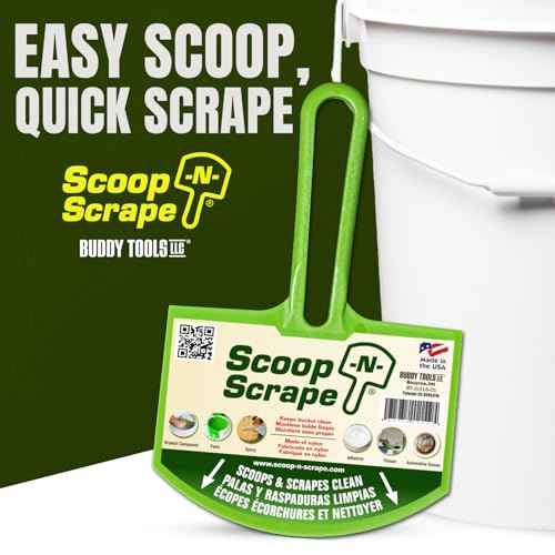 Buddy Tools Scoop-N-Scrape - Efficient Bucket Scoop for 5-Gallon - Lightweight and Durable Curved Bucket Trowel - Made with Heavy-Duty Nylon - Scrapes Clean, No More Shavings
