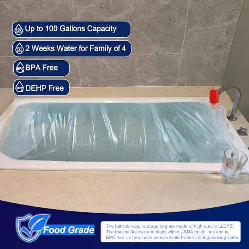 Godwolf Bathtub Drinking Water Bladder, Emergency Water Storage Bladder 100 Gallon, Food-Grade Tub Water Storage Bag BPA Free, Disaster and Hurricane Survival