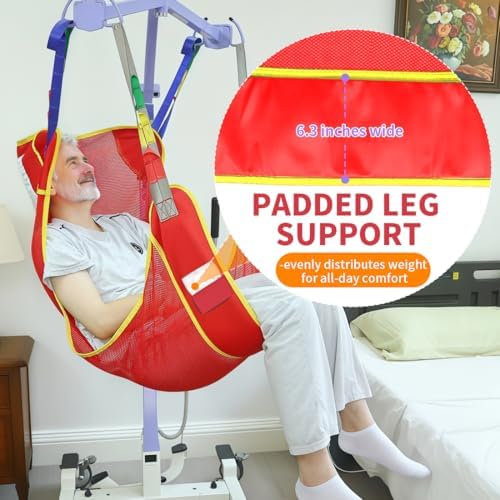 Universal Full Body Patient Lift Sling, Mesh Fabric Patient Sling Transfer and Bathing aids, 500lb Weight Capacity (Small-Red)