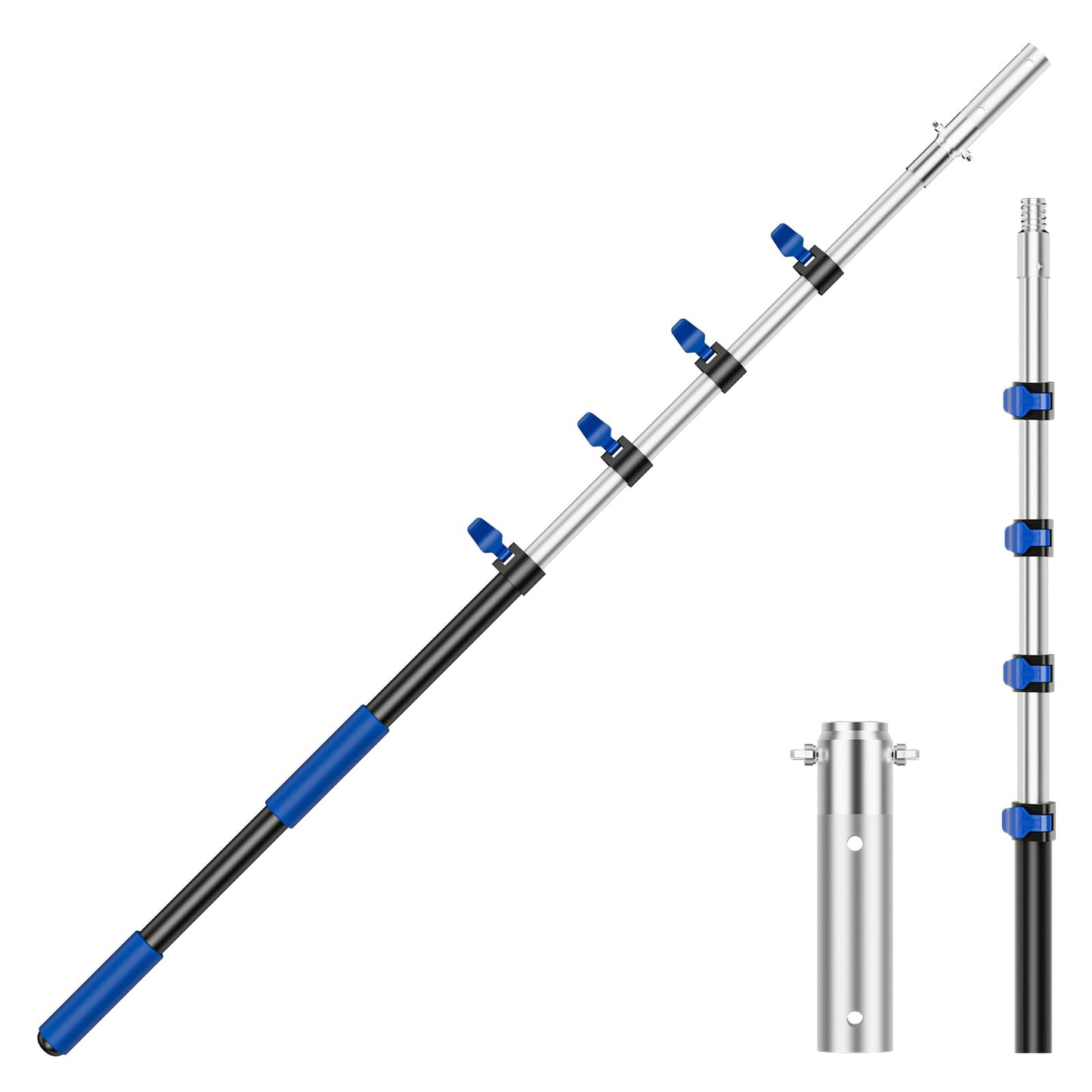 Pool Pole Telescopic 20FT Heavy Duty Upgraded Aluminum, 20 Ft Extension/Extendable Telescoping Tool for Above Ground/Inground Swimming Cleaning Supplies Accessories, Leaf Skimmer/Brush/Net/Vacuum/Mesh